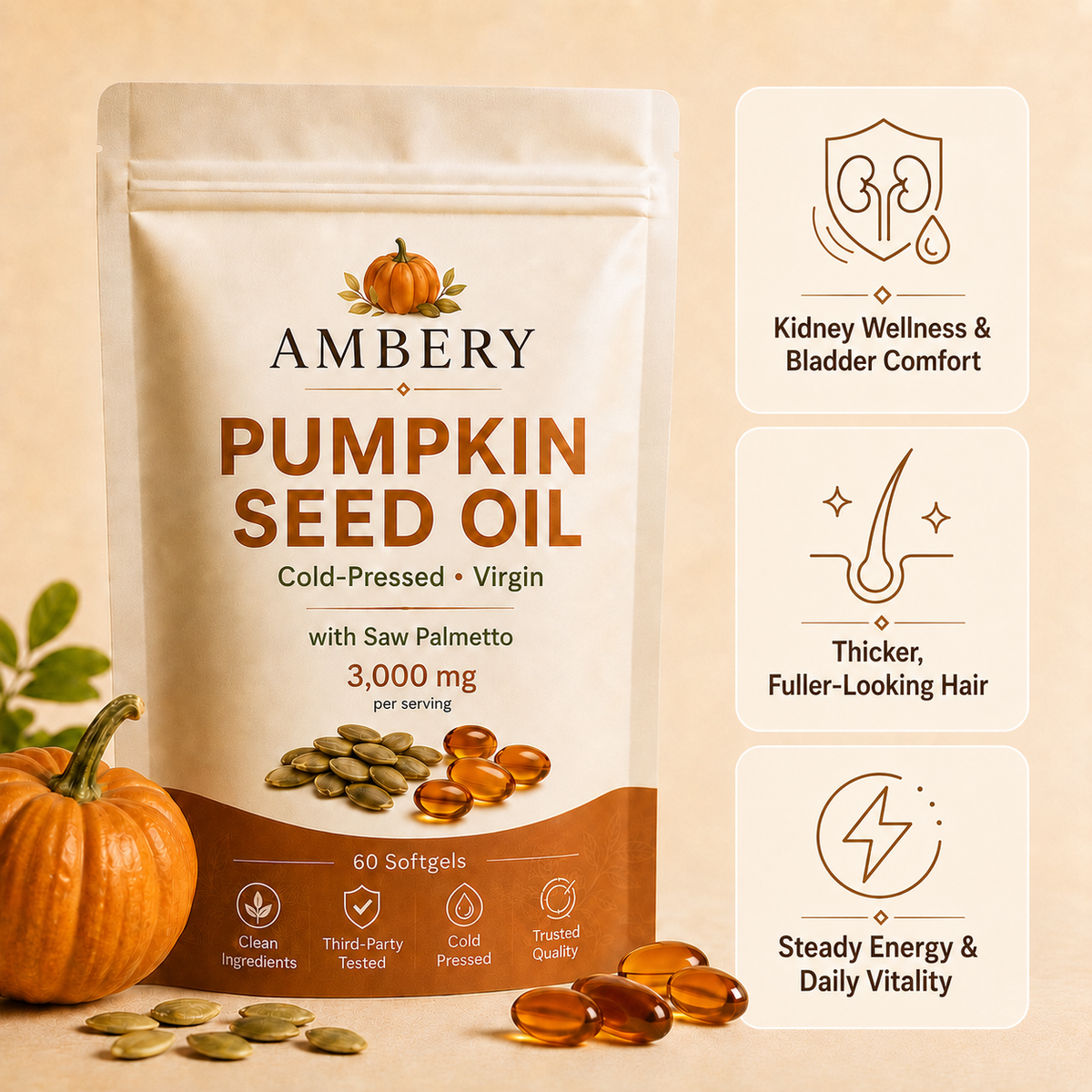 Ambery Pumpkin Seed Oil Softgels