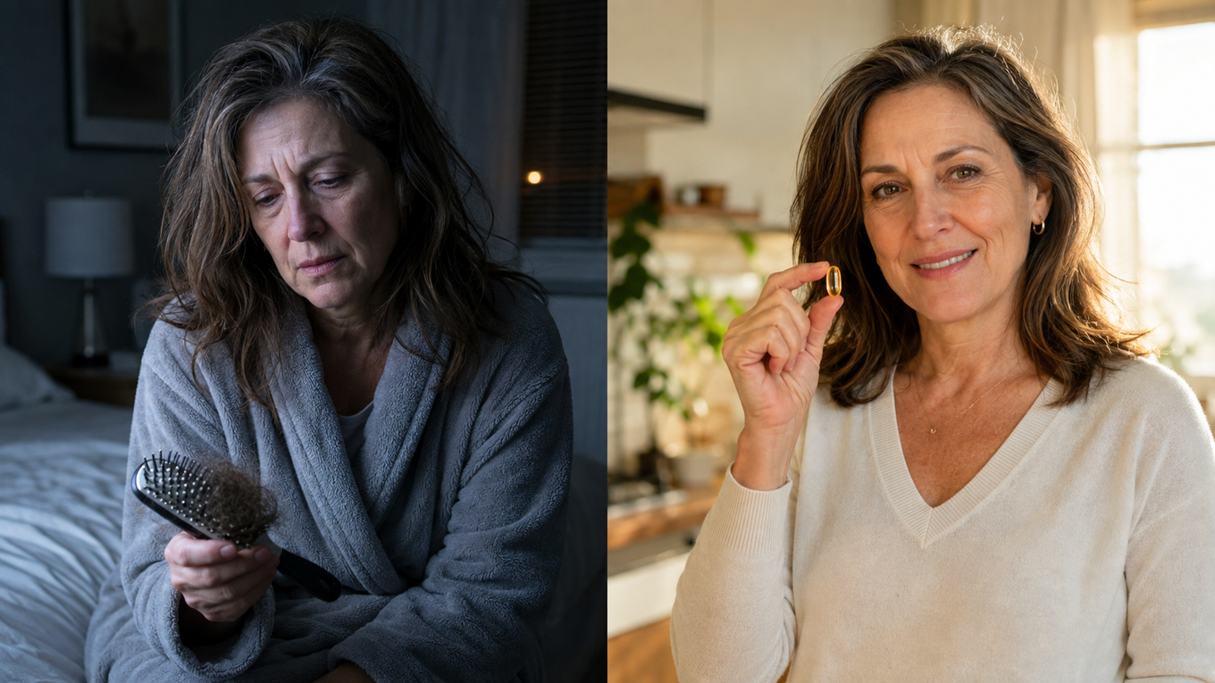 Before and after: from finding hair in the brush at night to a calm, rested morning